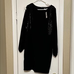White House Black Market Black Sequin Dress NWT